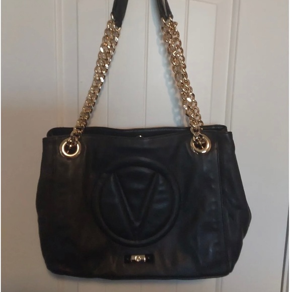 VALENTINO BY MARIO VALENTINO Handbags - VALENTINO BY MARIO VALENTINO Black Made In Italy Leather Verra Signature Tote